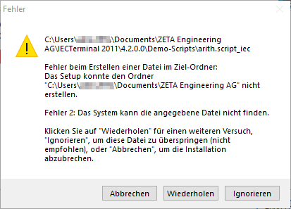 install error 01